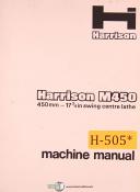 Harrison-Harrison M450, 17.75 Swing Lathe User and Wiring Manual 1988-M450-01
